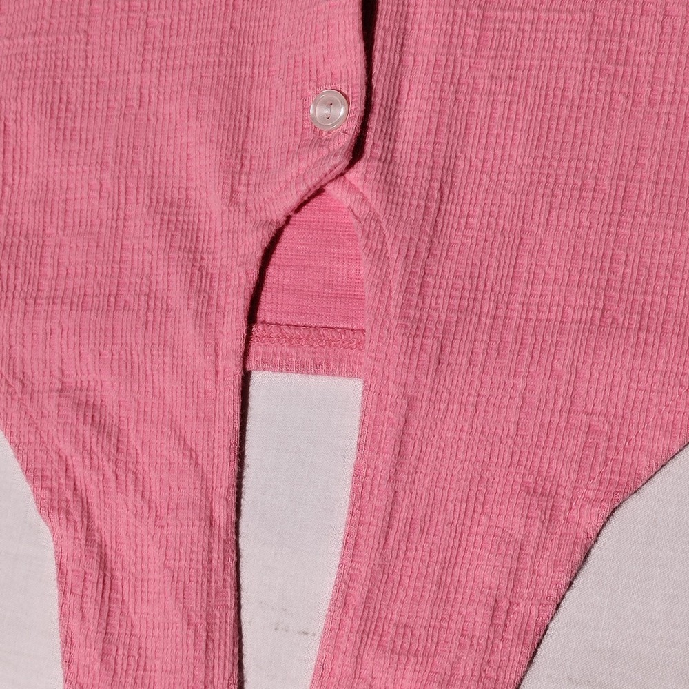 J. Crew Factory Size S Textured Tie Front Button Up Shirt Blouse Stretch Pink - Picture 11 of 16